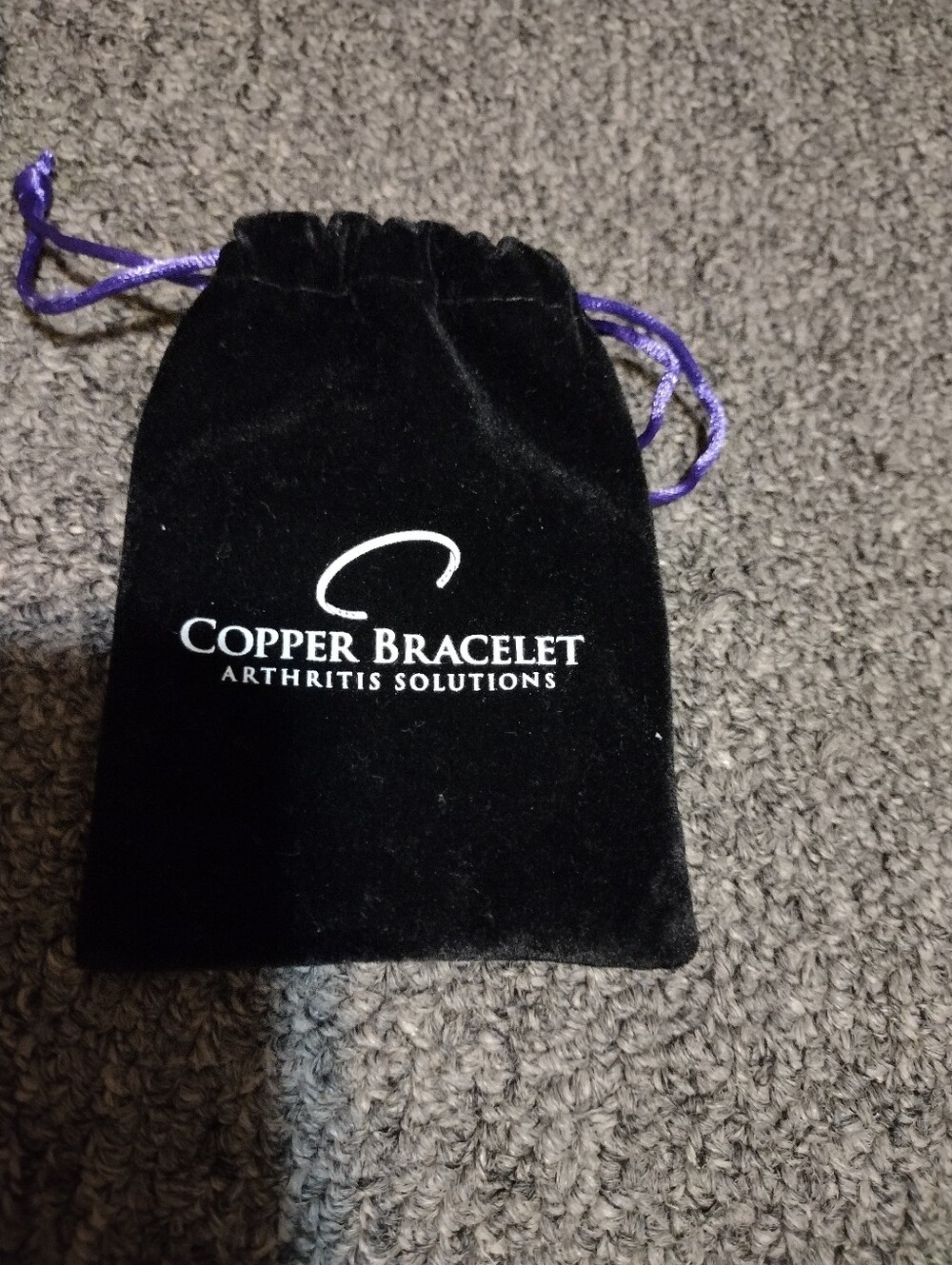 Copper Bracelet In A Velvet Drawstring Pouch in Black